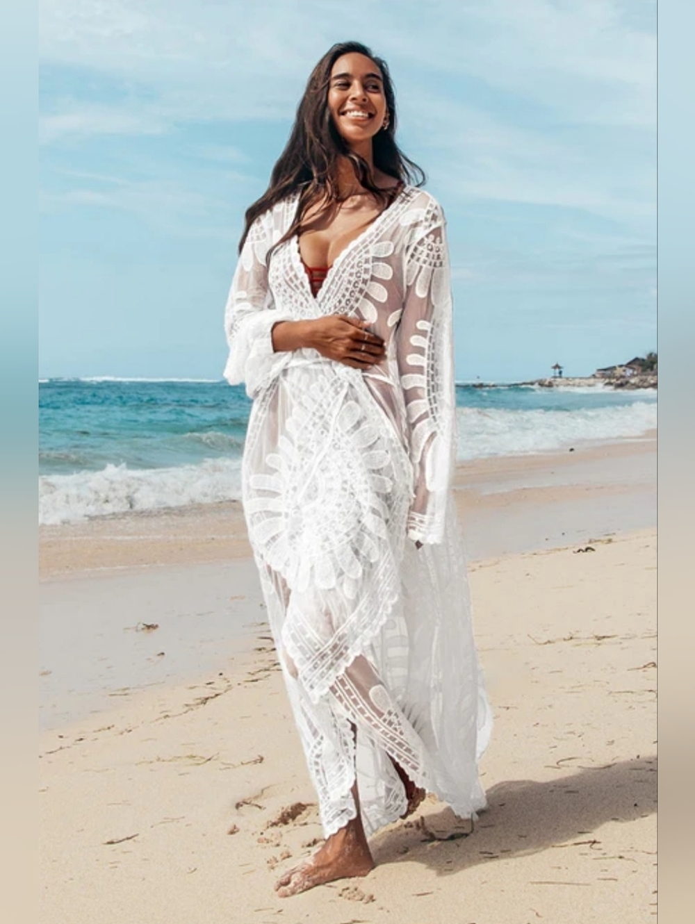 NWOT Cupshe White Crochet Lace Maxi Swim Cover-Up